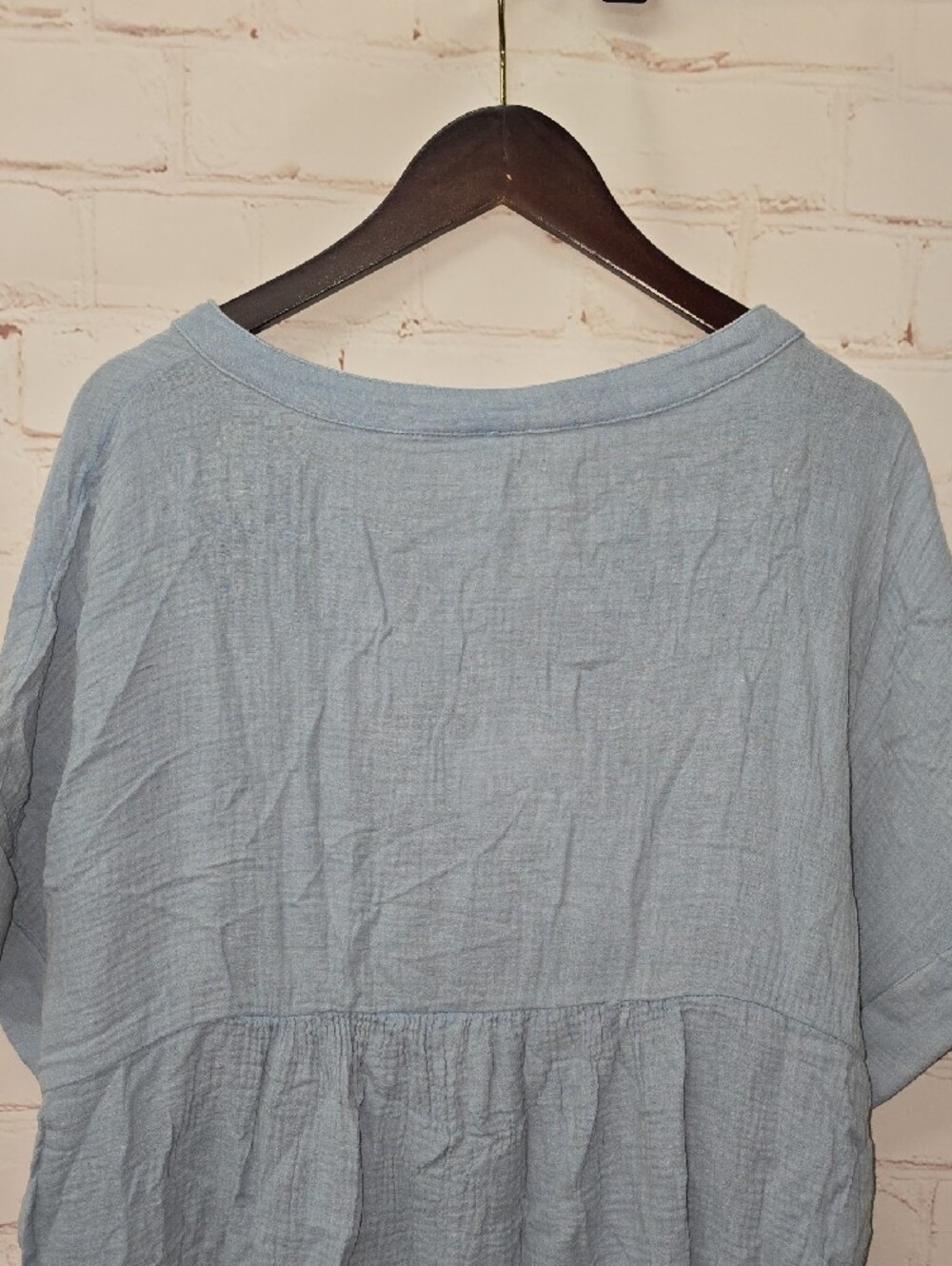 Umgee Light Denim Mineral Wash Gauze Cotton Lagenlook Tunic Boho Coastal NWT - Picture 11 of 16